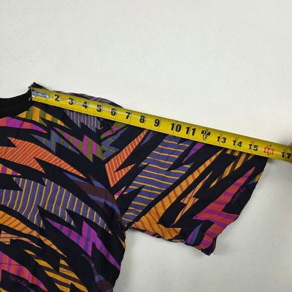 Farm Rio Cropped Over Sized Shirt‎ Womens Size PP US XS Geomtric Multicolor - Picture 7 of 13